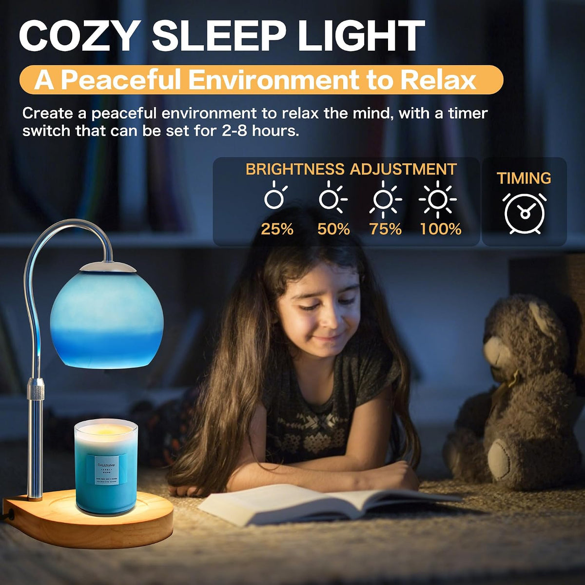 Candle Warmer Lamp with Timer 2H/4H/8H, Adjustable Height, Ocean