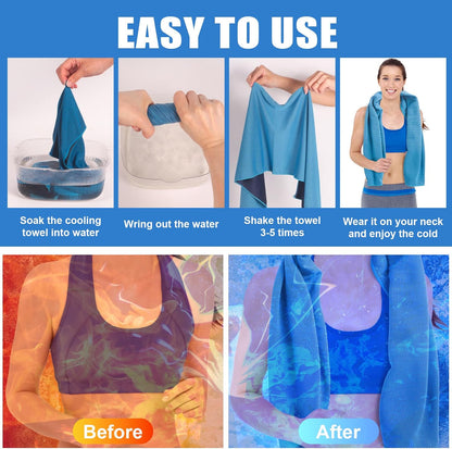 4 Pack Cooling Towels Wrap for Neck Face,Ice Cold Towel Rags Quick Dry for Gym Fitness Yoga Tennis Cycling Running Hiking Workout Sweat(Multicolor-02)