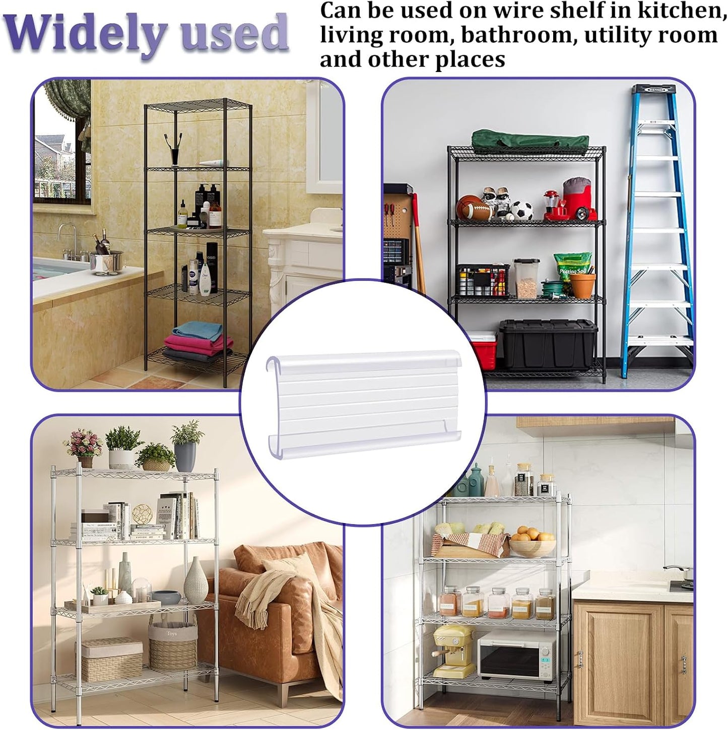 Wire Shelf Label Holders Compatible with Metro 1-1/4in Shelves, ELEMGULY 30 Pack 3in Lx1.4in H Plastic Wire Shelf Label Clips with Label Paper Removable Wire Rack Label Holder Display Clip