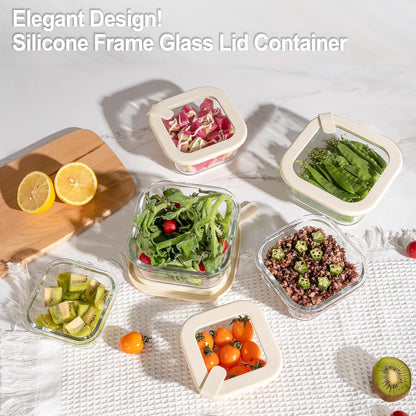 Glass Food Storage Containers with Glass Lids, Microwave Safe Food Container Set, Aitight Meal Prep Container Set, BPA Free, 2 extra Colanders, LeakProof, 2 Pack of 60oz