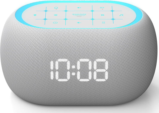 ANJANK White Noise Sound Machine Alarm Clock with Hi-Fi Bluetooth Speaker, 21 Soothing Sounds/7 Night Lights, 0-100% Dimmer/Sleep Timer/Volume Control, Soother for Adults Kids Sleeping, Bedroom, White