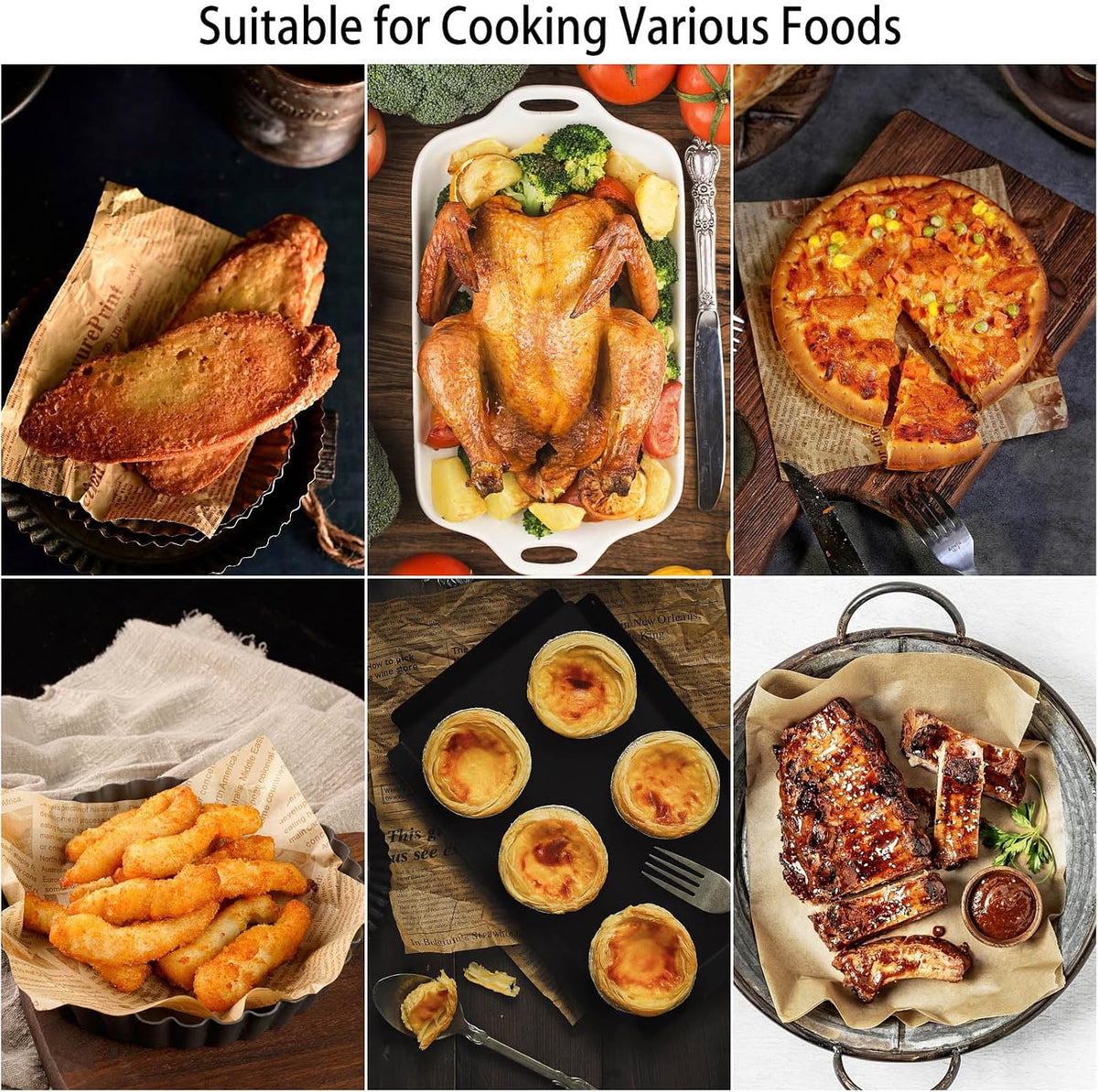 200Pcs Air Fryer Disposable Paper Liner, Round Non-Stick Air Fryer Liners Parchment Paper for Baking Roasting Microwave Oven (6.3 inch)