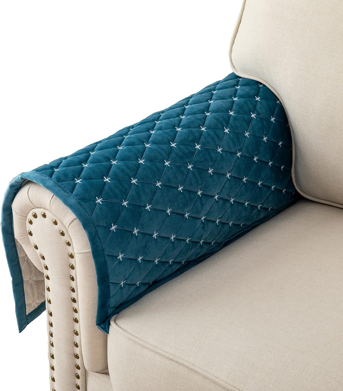 Eismodra Armrest Couch /Sofa /Backrest Covers,Anti-Slip Armchair Slipcovers for Dogs Cats Pet Loveseat Recliner Leather L Shaped,Dark Gray 28 x 28 Inches (Only 1 Piece)
