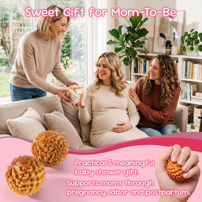 SIMPOR 2 Pcs Wooden Massage Ball, Acupressure Ball for Labor & Delivery, Birthing Comb Alternative for Birth Contraction Relief, Spiky Ball, Birth Comb & Labor Essentials Gift