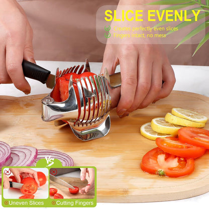 KAYCROWN Tomato Slicer Lemon Cutter Holder for Slicing, Stainless Steel Onion Slicer Holder for Slicing, Vegetable Cutter for Tomato, Lemon
