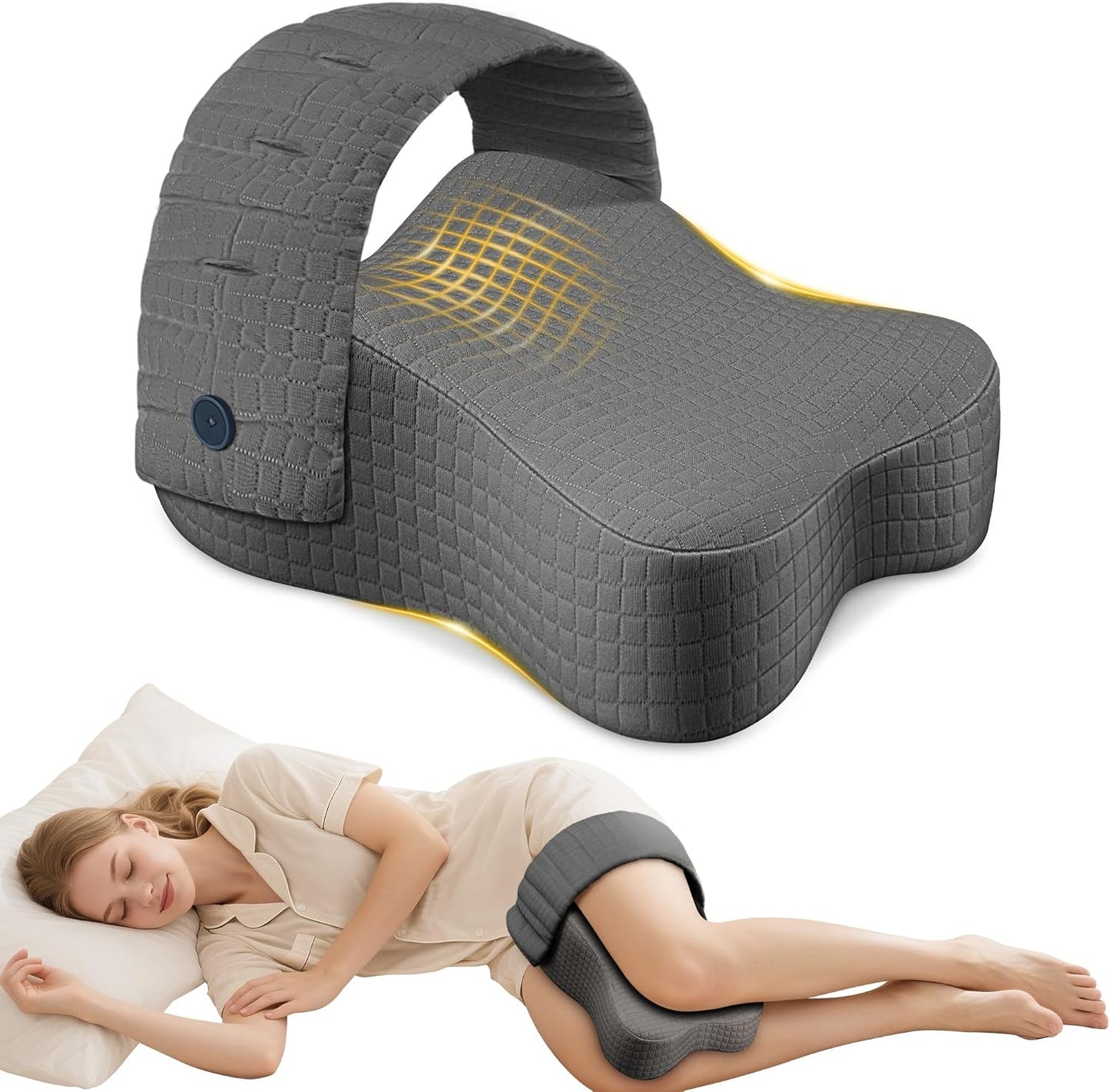 Knee Pillow for Side Sleepers, Leg Pillow for Side Sleeping, Sciatica Pain Relief, Hip with Ergonomic Memory Foam – Large Grey Cushion for Thigh, Knee, Back & Leg Support