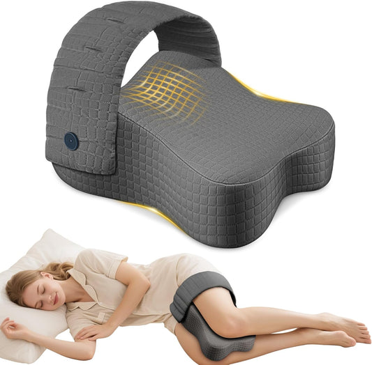 Knee Pillow for Side Sleepers, Leg Pillow for Side Sleeping, Sciatica Pain Relief Pillow, Hip Pillow with Ergonomic Memory Foam – Large Gray Cushion for Thigh, Knee, Back & Leg Support Gray