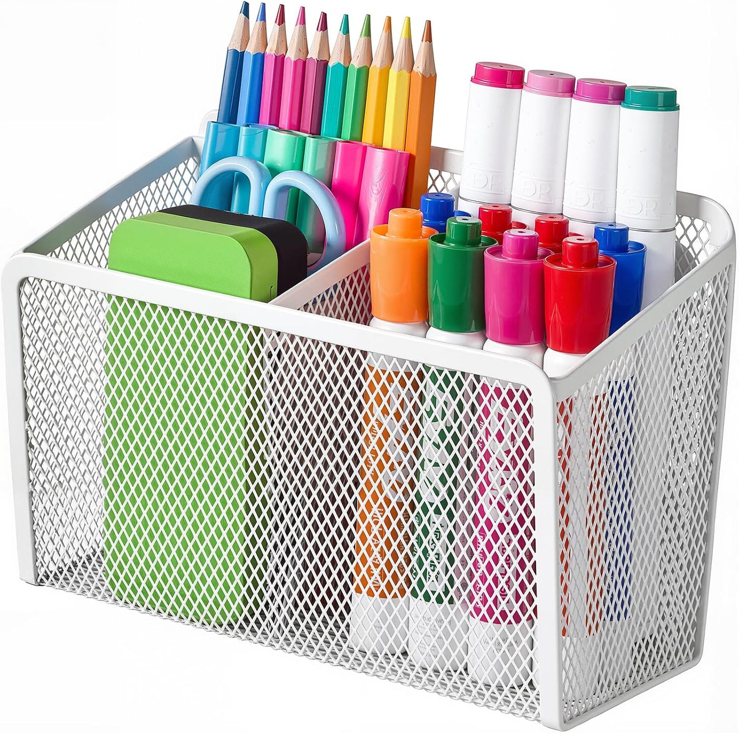 BEYGORM Magnetic Dry Erase Marker Holder for Whiteboard, Locker Organizer | Mesh Non-slip Pen & Pencil Holder for Refrigerator, Basket for Classroom, School &Office (Black, 1-Pack)