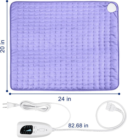 Electric Heating pad with 6 Heat Settings, Auto Shut Off, Dry Electric Heating for Back Neck Knee Arms Legs Shoulder Heat Pads for Christmas Birthday Father Mother's Day (24"X12", Gray Green)