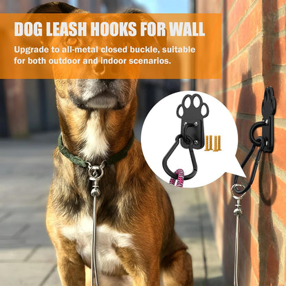 XIAOXINGYUN Heavy-Duty Indoor and Outdoor Dog Leash Holder for Wall – Automatic Closing Dog Leash Hook, Secure and Escape-Proof Hook for Lead Management, Easy to Install for Home & Business
