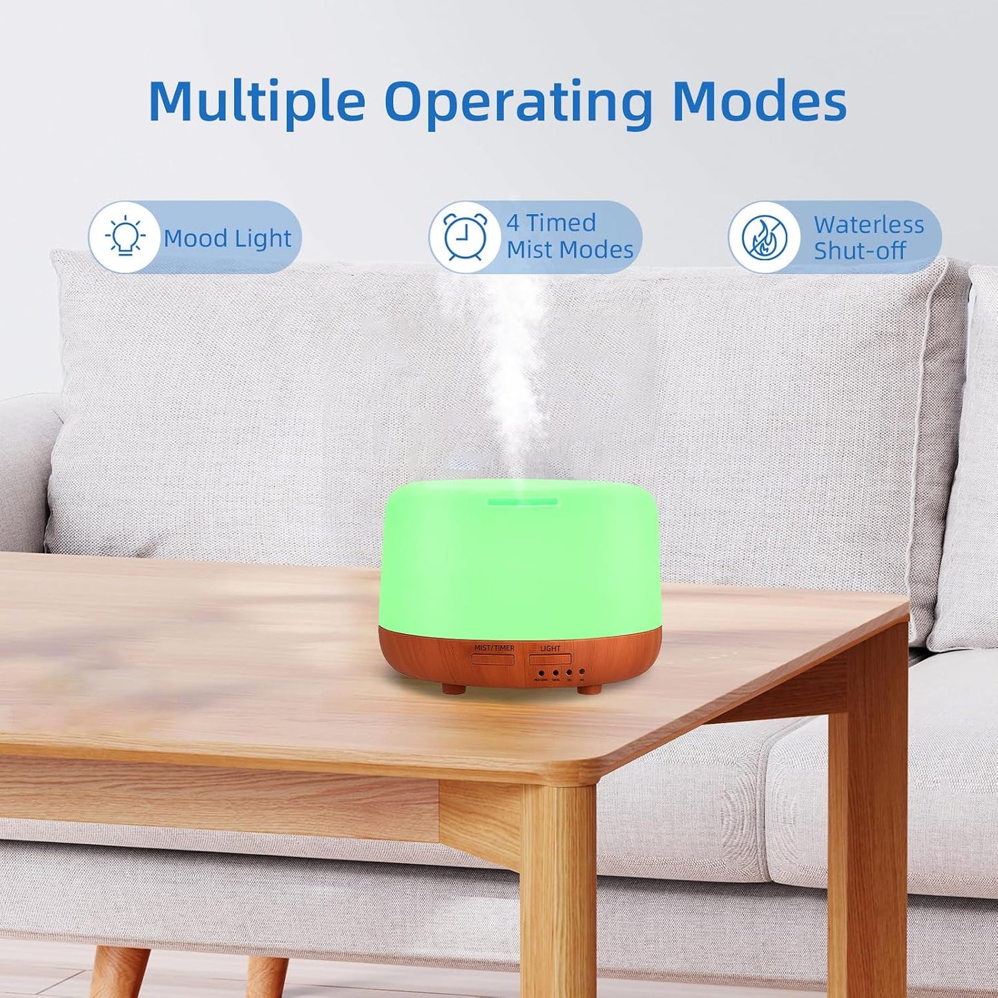 SPLITSKY 300ml Ultrasonic Essential Oil Diffuser with Remote Control | 7-color LED lighting, 2 mist modes, 2H and 4H timers, and waterless auto shut-off for bedrooms, desks and offices.