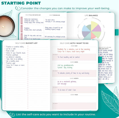 Clever Fox Self-Care Journal for Women, Daily Planner 5.8x8.3 Mystic blue