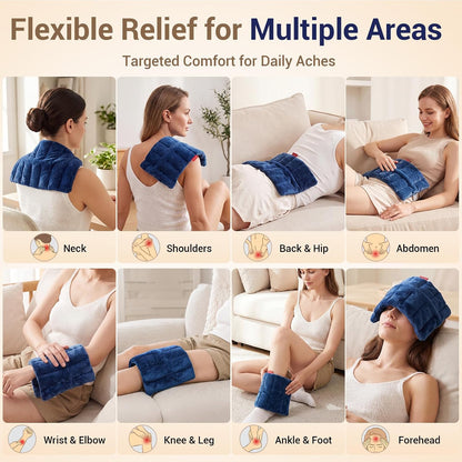 Comfytemp Microwavable Heating Pad for Neck Shoulder, Cramps, Back Pain Relief, 7"x12" Small Moist Heating Pad, Microwave Heat Pad Cordless Warm Compress for Women Men Daily Relaxation at Home Office