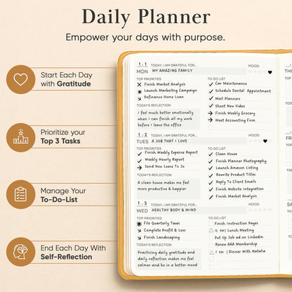 2026 Planner, Daily Journal & Gratitude Journal All-In-One with To Do List, Self Care Prompts & Habit Tracker - 7 x 10 - Pink