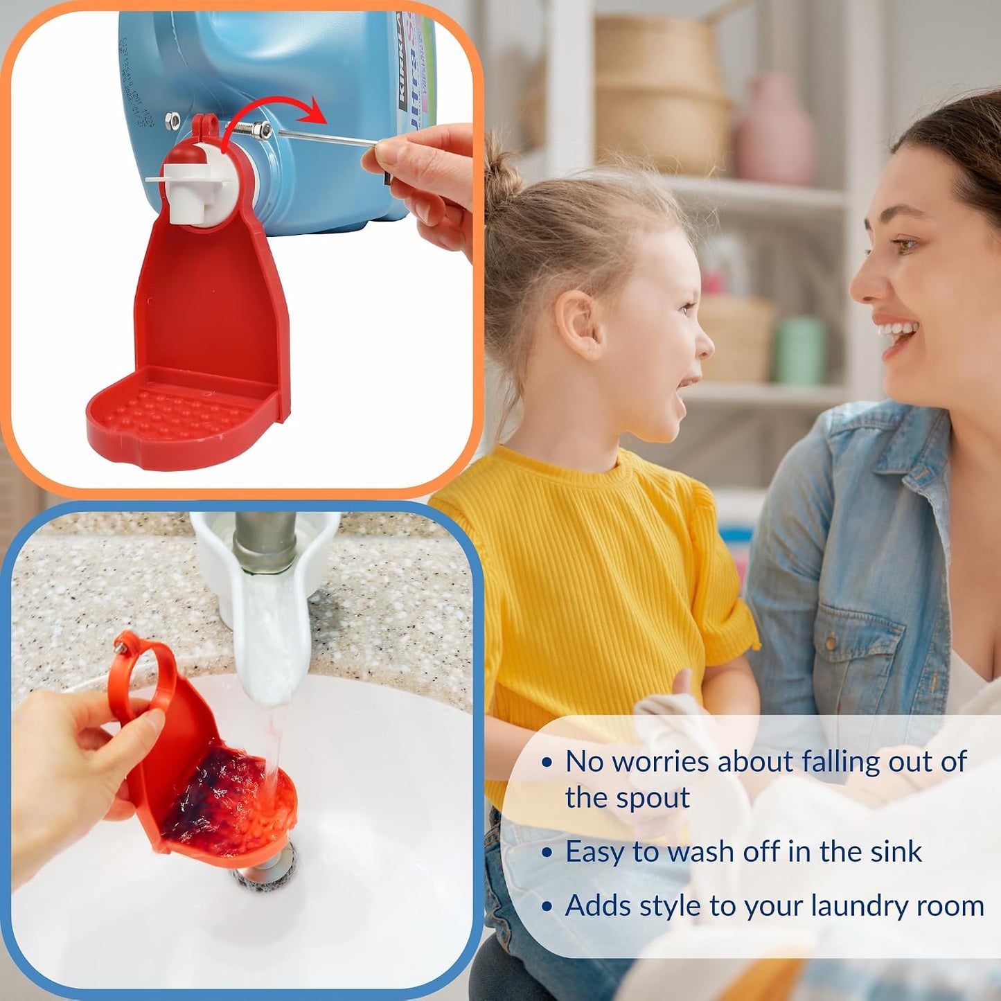 Detergent Cup Holder Set of 2, Besuerte Tidy Cup Laundry Detergent Drip Catcher Leak for Laundry Room Durable- No-Fall, No Drips or Spills【Grey】