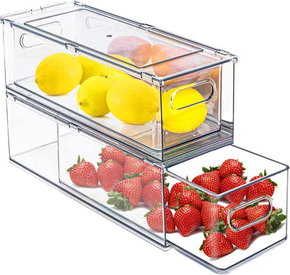 5 Pack Fruit Storage Containers for Fridge,Produce Container for Fridge with Removable Colanders,Leakproof Refrigerator Organizers and Storage for Produce Berry Vegetable Salad Meat Food Keep Fresh