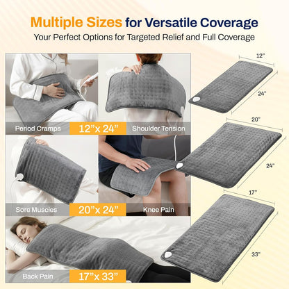 158℉ High-Heat 15s Heating Pad for Back/Muscles/Shoulder Pain | 33"x17"Full Body Coverage, Period Cramps/Neck Relief, 8 Heat Levels, Auto Off, Deep Moist and Dry Heat