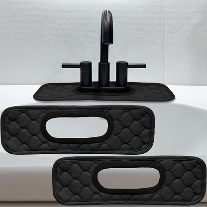 Bathroom Sink Splash Guard Oval-Hole Rectangle-Hole: AHA HOMEWARE, Faucet Mat for Bathroom Sink Oval Base, Bathroom Sink Water Splash Guard Centerset Rectangle Base (Gray & Gray)