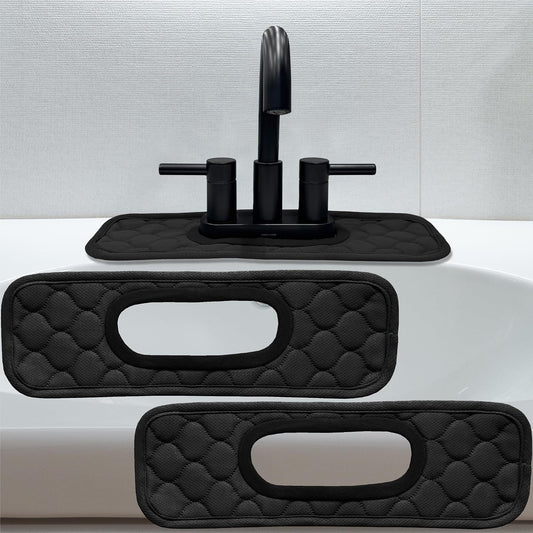 Bathroom Sink Splash Guard Oval-Hole Rectangle-Hole: AHA HOMEWARE, Faucet Mat for Bathroom Sink Oval Base, Bathroom Sink Water Splash Guard Centerset Rectangle Base (Gray & Gray)