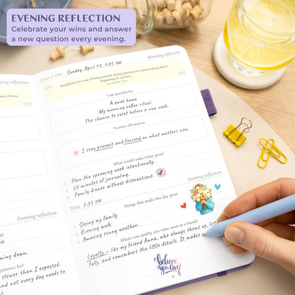 Legend Four-Minute Journal with Prompts & Habit Tracker – Daily Gratitude Journal for Women & Men – Guided Positivity, Self-Reflection & Affirmation Notebook (Lavender)
