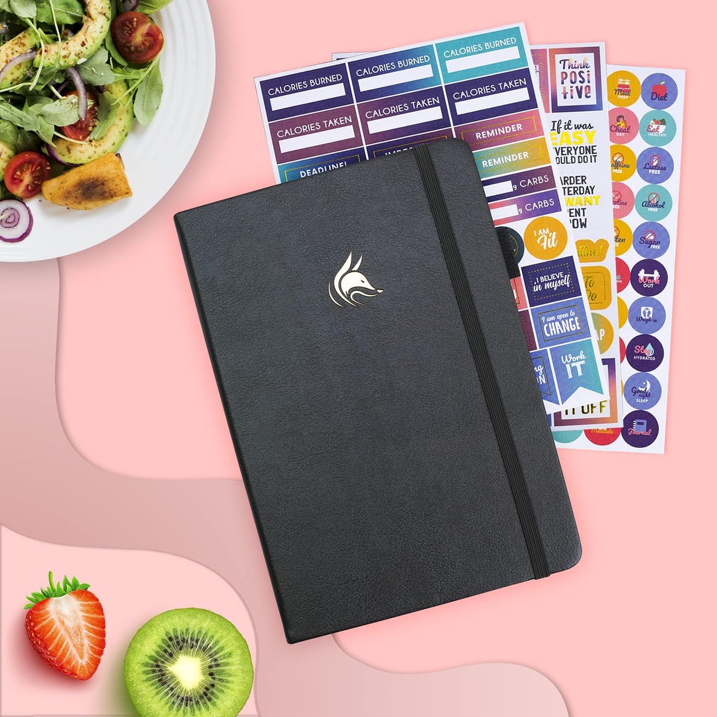 Clever Fox Wellness Planner & Food Journal for Weight Loss, A5 Orange | 5.8"x8.3" nutrition & exercise tracker for women tracking meals, diet & symptom diary, calorie counter notebook, stickers