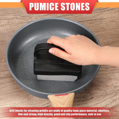 9 Pack Grill Griddle Cleaning Brick Block Pumice Stones Scrubbing Grill Cleaning Stone Griddle Scrubber Cleaner with Handle for Outdoor BBQ Flat Top Cookers Removing Greases Stains