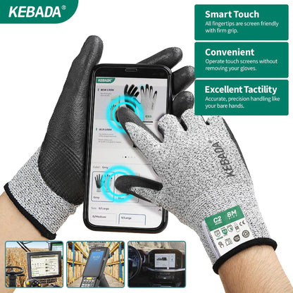Kebada C4 Cut Resistant Gloves, ANSI A4, 100% Food Grade, 1 Pair