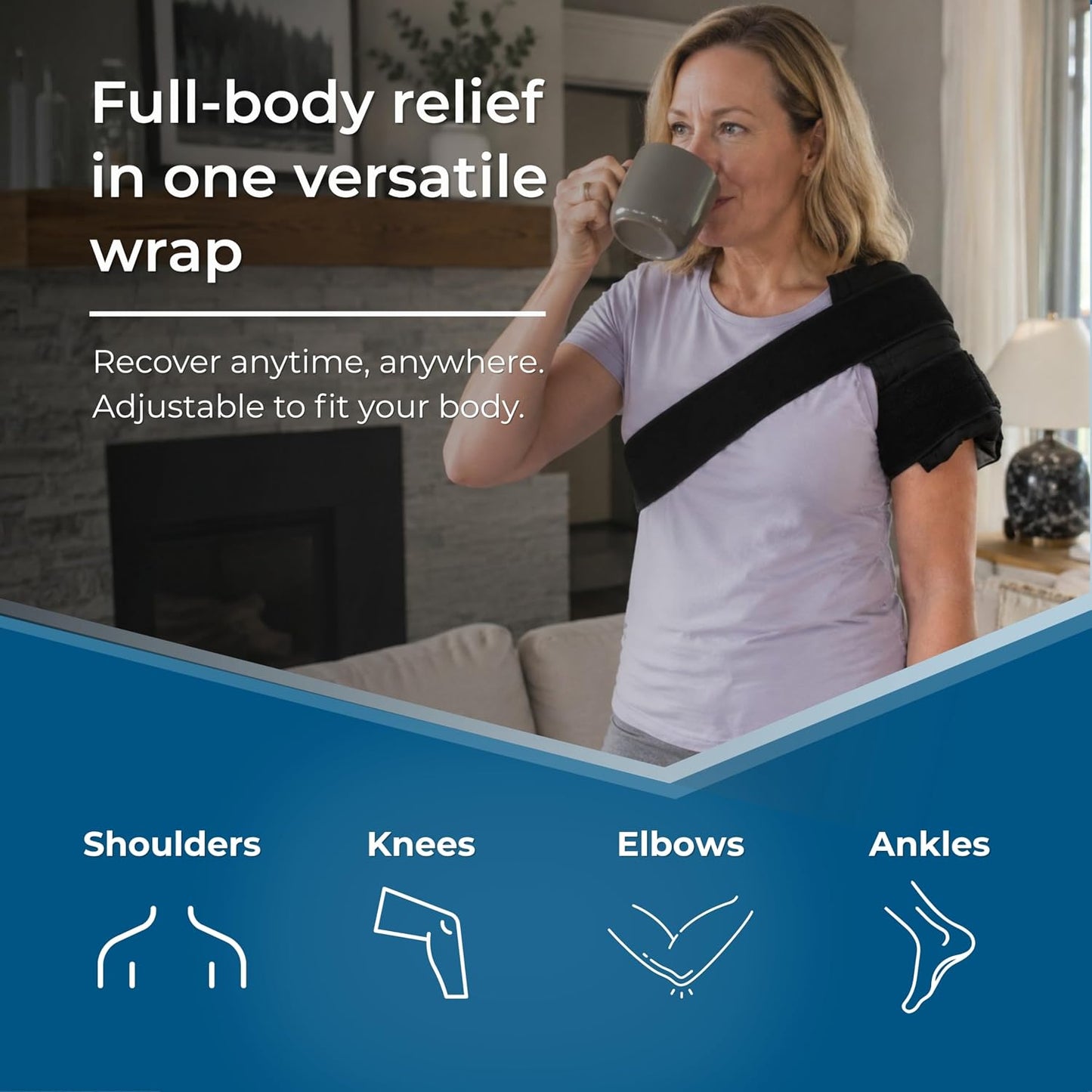 Cold and Hot Therapy Wrap, Black, Latex-Free, Non-Toxic, for Back, Abdomen, Hip, Sports Injury Prevention, Recovery (Back/Abdomen). kit Includes Flexible Gel Compress, Sleeve and Strap.