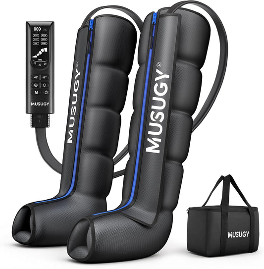 Sequential Leg Compression Massager for Circulation : Full Leg Air Compression Boots for Massage Therapy & Fatigue Relief - 9 Intensity, 6 Modes, 3 Timers for Athletes, Runners, Gym (Medium)