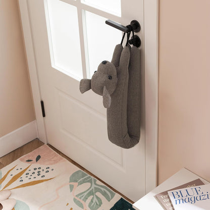 habibee Door Draft Stopper, Weighted Noise Blocker 38 in Coffee Dog | Robust Herringbone Fabric, Weighted Sandbags, Bouncy Cotton Filling, Blocks Light & Dust, Tool-free Setup, Animal Home Decor