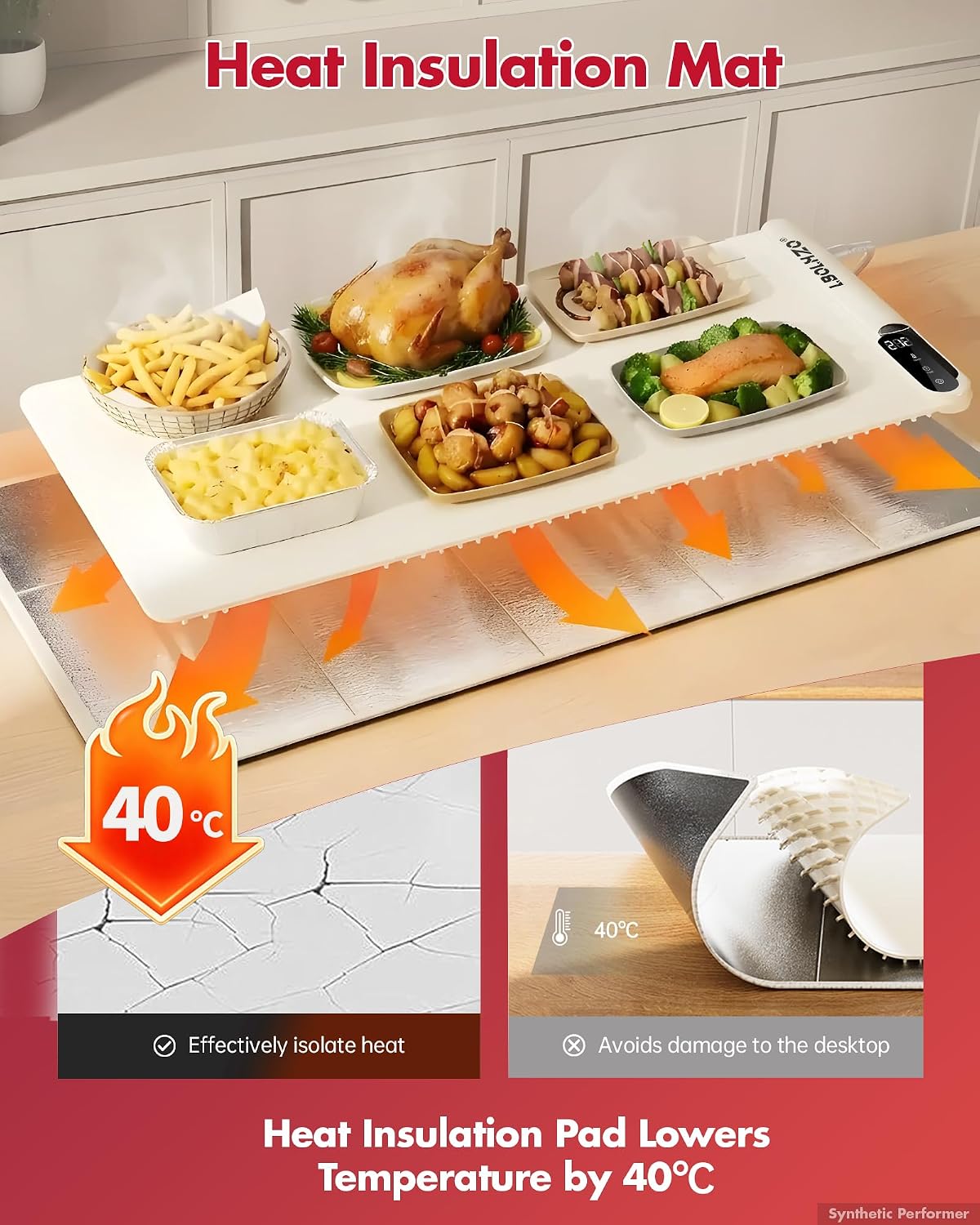 Warming Mat For Food Extra Large 36"x16" 580W Food Warming Mat Buffet Servers and Warmers,Chafing Dishes for Buffet 6 Temp 6 Hour,Roll Up Food Warmers for Parties Buffet Catering Gatherings