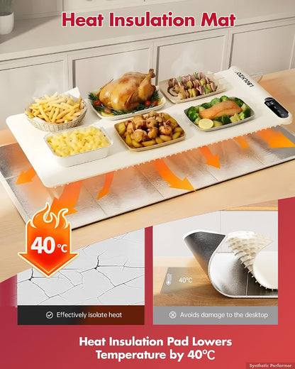 Warming Mat For Food Extra Large 36"x16" 580W Food Warming Mat Buffet Servers and Warmers,Chafing Dishes for Buffet 6 Temp 6 Hour,Roll Up Food Warmers for Parties Buffet Catering Gatherings