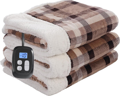 Soypipo Electric Heated Throw Blanket 50"x60", Faux Fur Plush with 4 Heat Settings & 2/4/8/10H Auto Shut-Off, Overheat Protection, Machine Washable, for Office & Chair, Dark Grey