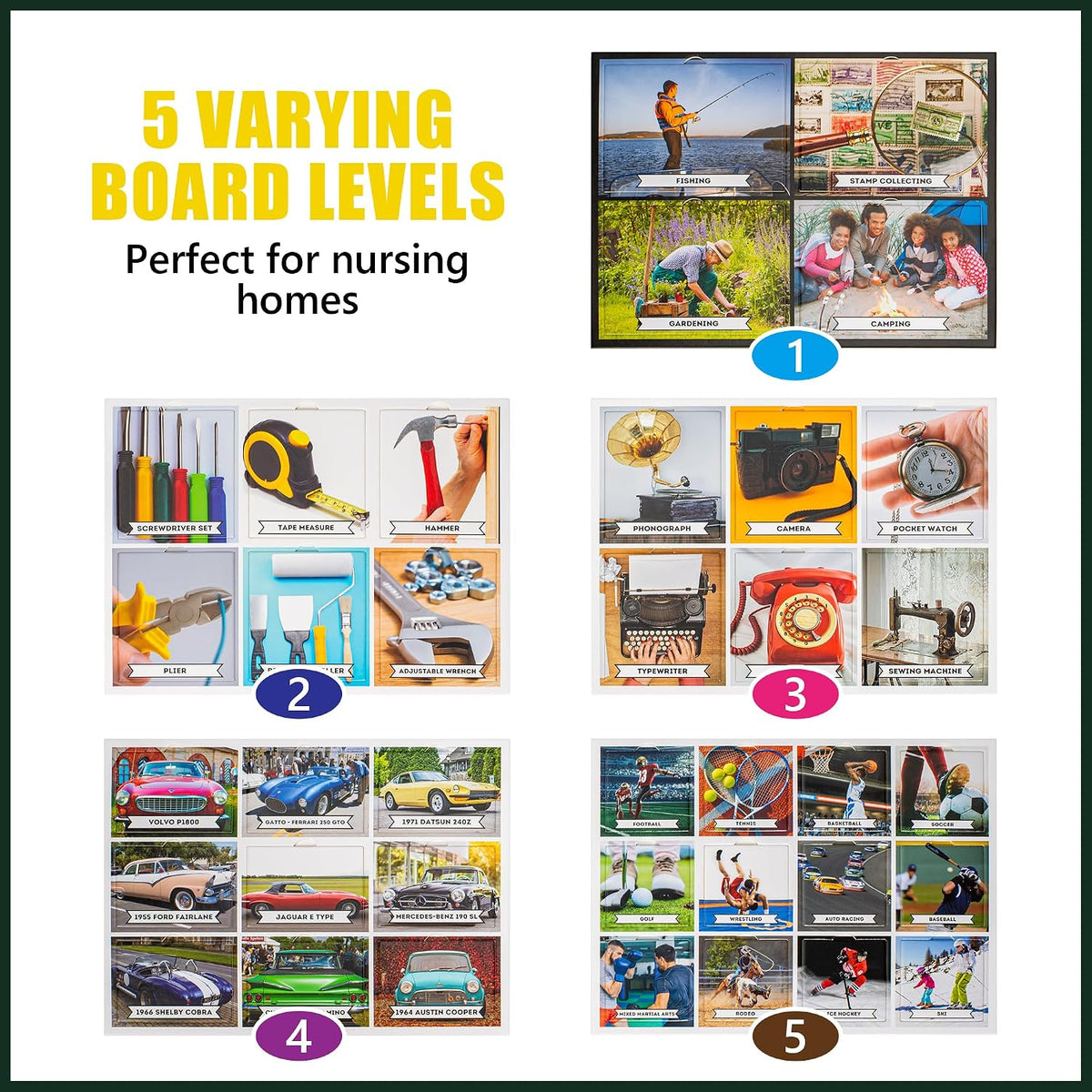 Assistex Matching Game Activity Board - Dementia Activities for Seniors - Memory Games for Adults with Alzheimers - Memory Loss and Alzheimers Activities - Matching Card Memory Games for Seniors