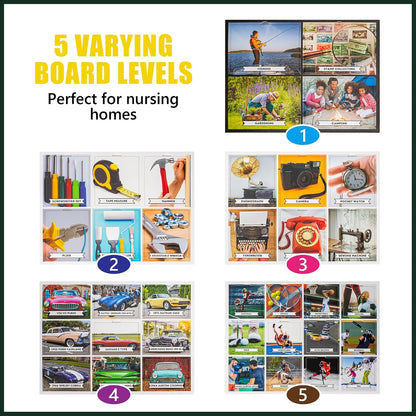Assistex Matching Game Activity Board - Dementia Activities for Seniors - Memory Games for Adults with Alzheimers - Memory Loss and Alzheimers Activities - Matching Card Memory Games for Seniors