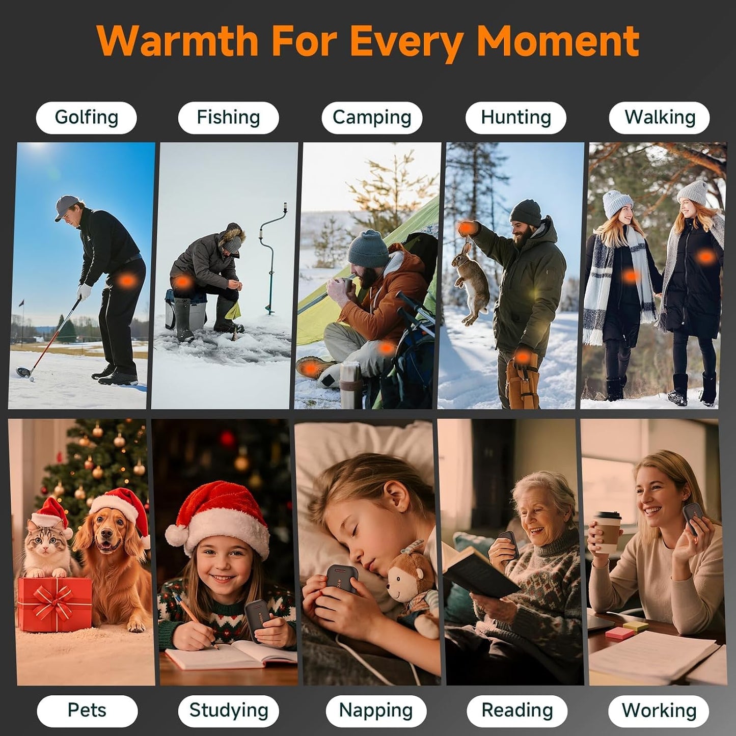 Hand Warmers Rechargeable, Electric Hand Warmer Reusable, Slim Pocket Heater Handwarmers,Gifts for Men, Women Christmas Outdoor/Indoor/Golf/Camping/Hunting Essentials(2 Packs)