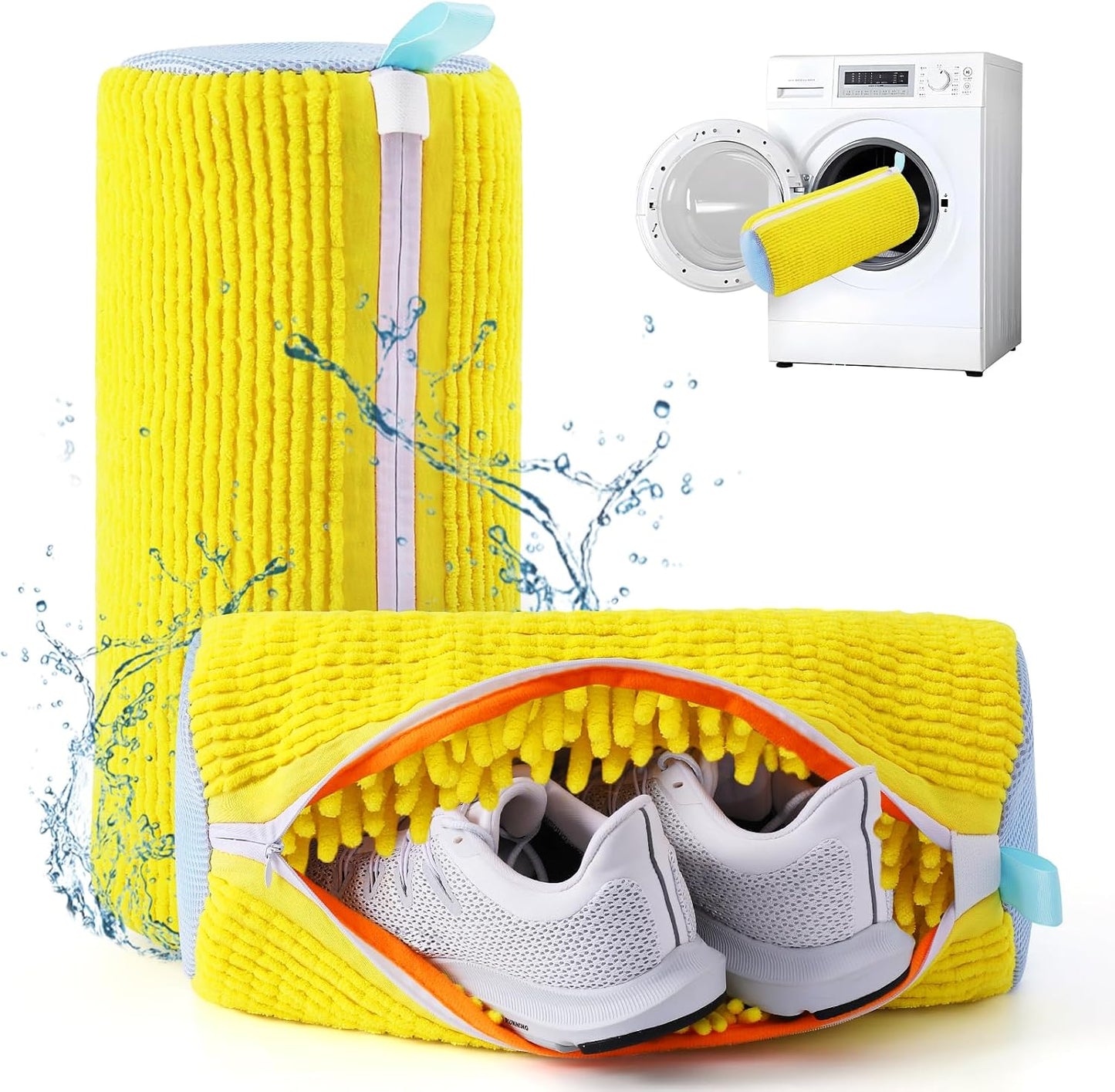 Aship Shoe Washing Machine Bag, Laundry Shoes Bag for Washer & Dryer - 2PC Reusable Shoe Cleaning Bag for Sneakers,Tennis Shoes, 360° Deep Cleaning With Self-locking Zipper for All Shoes Sizes - White
