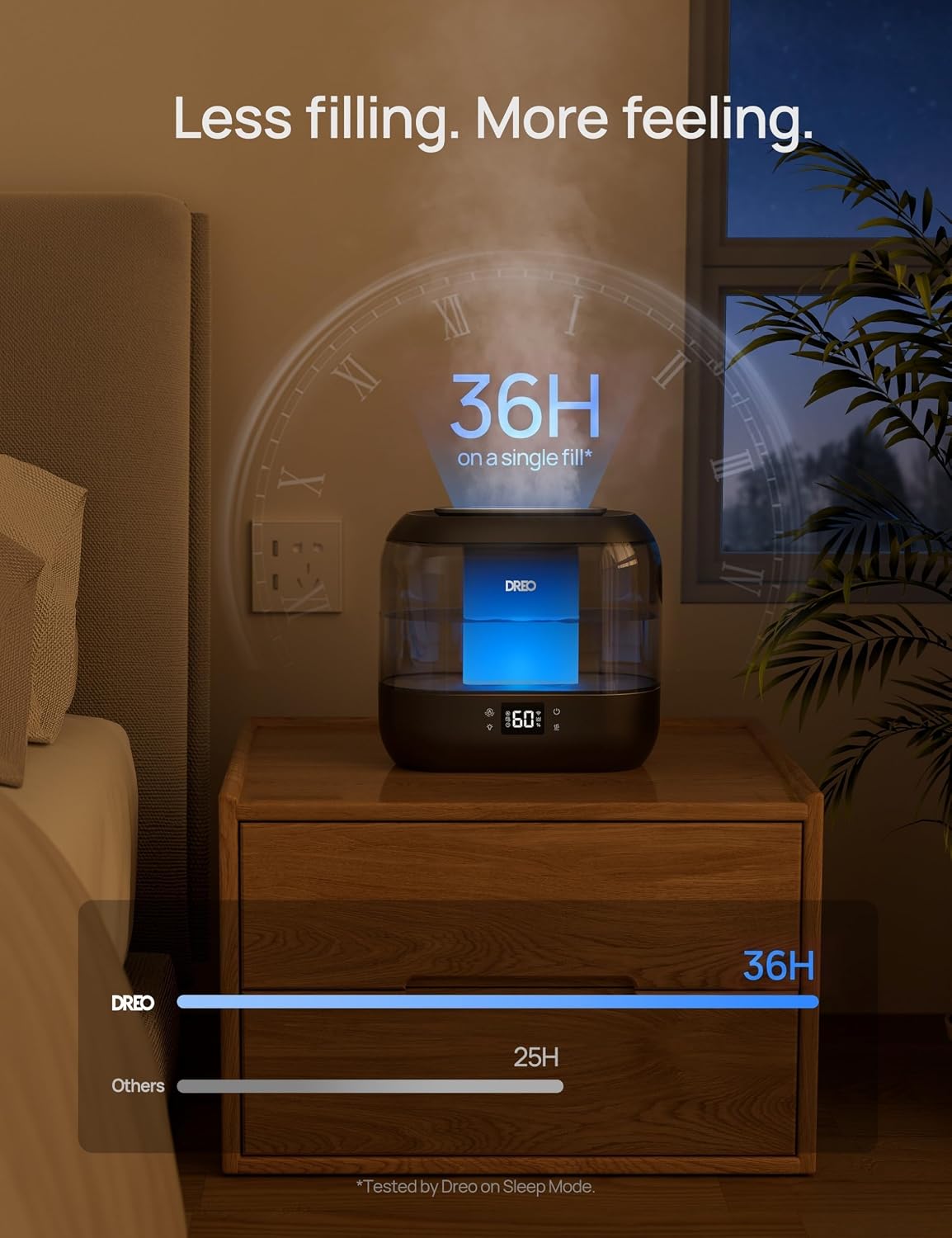 DREO Smart Humidifiers for Bedroom, 4L Cool Mist Humidifier