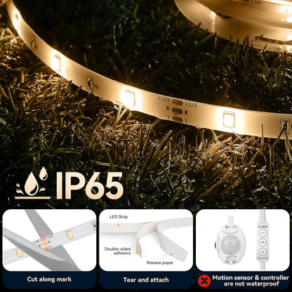 Under Bed Lights Motion Sensor LED Strip, 2 x 6.56ft 3000K-6500K CCT White | Motion Activated LED Strip Lights, Auto-off Timer, IP65 Waterproof, 12V Auto On/Off Night Lighting for Bedroom Cabinet Mirror
