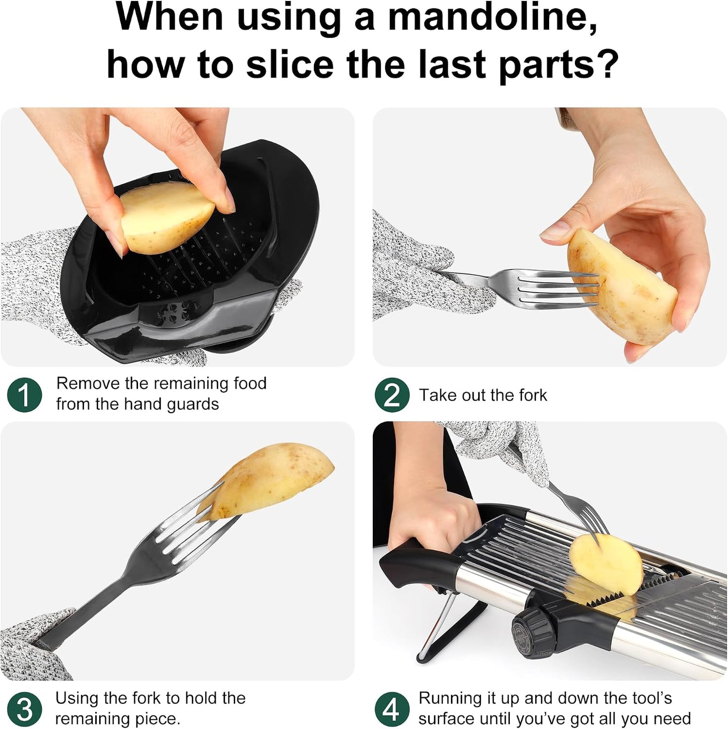 -BINGBING- Mandoline Slicer for Kitchen, Adjustable Mandoline Food Slicer | Stainless Steel Vegetable Slicer, Adjustable Blade, Slices, Julienne, Waffle and French Fries Cut, Includes Gloves and Brush