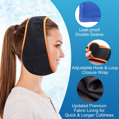 Wisdom Teeth Ice Pack Head Wrap, with 4 Hot Cold Packs, Reusable