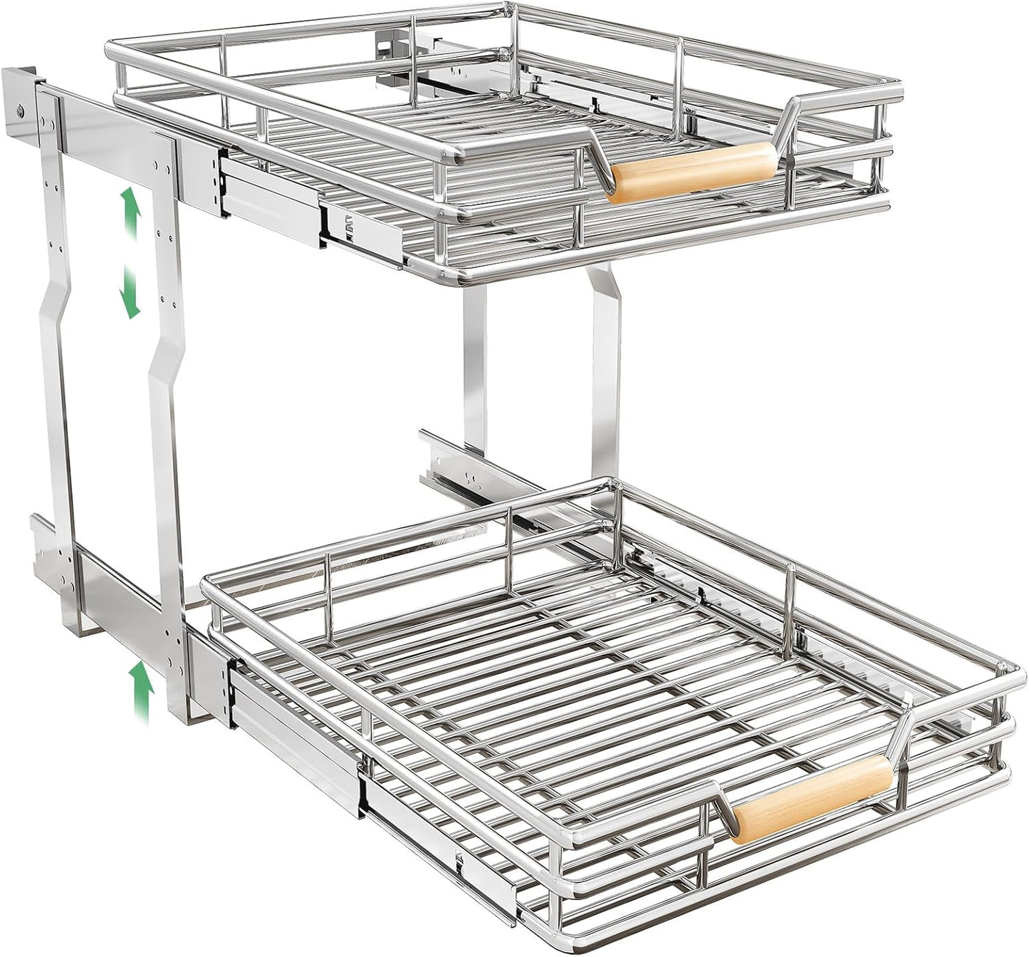 Pull out Cabinet Organizer, 15"W X 21"D, Heavy Duty Smooth Sliding Under Cabinet Shelves for Pots and Pans, Full-Extension Roll out Drawers, Slide out Organization for Home Kitchen Pantry