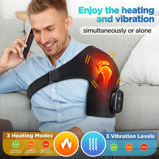 Cordless Shoulder Heating Pad & Massager with Vibration, FSA ⁄ HSA Eligible