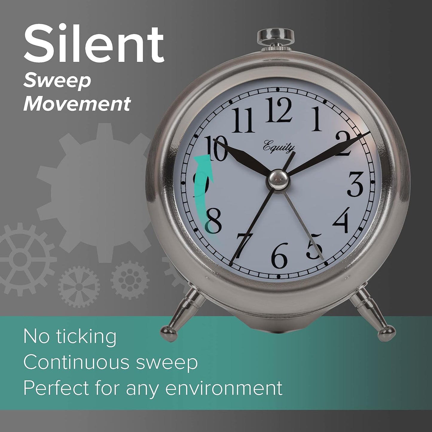 Equity 25655 Small Silver Metal Alarm Clock