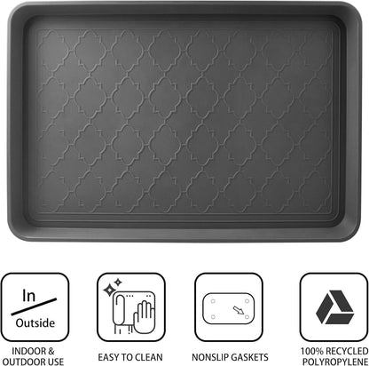 WATANIYA PET Boot Tray for Entryway Indoor, Heavy Duty Shoe Mat Tray 2 Packs, 16.7"x12.8" Waterproof Shoes Trays with Raised Edge, Outdoor Multi-Purpose Mats for Boots, Garden, Pets
