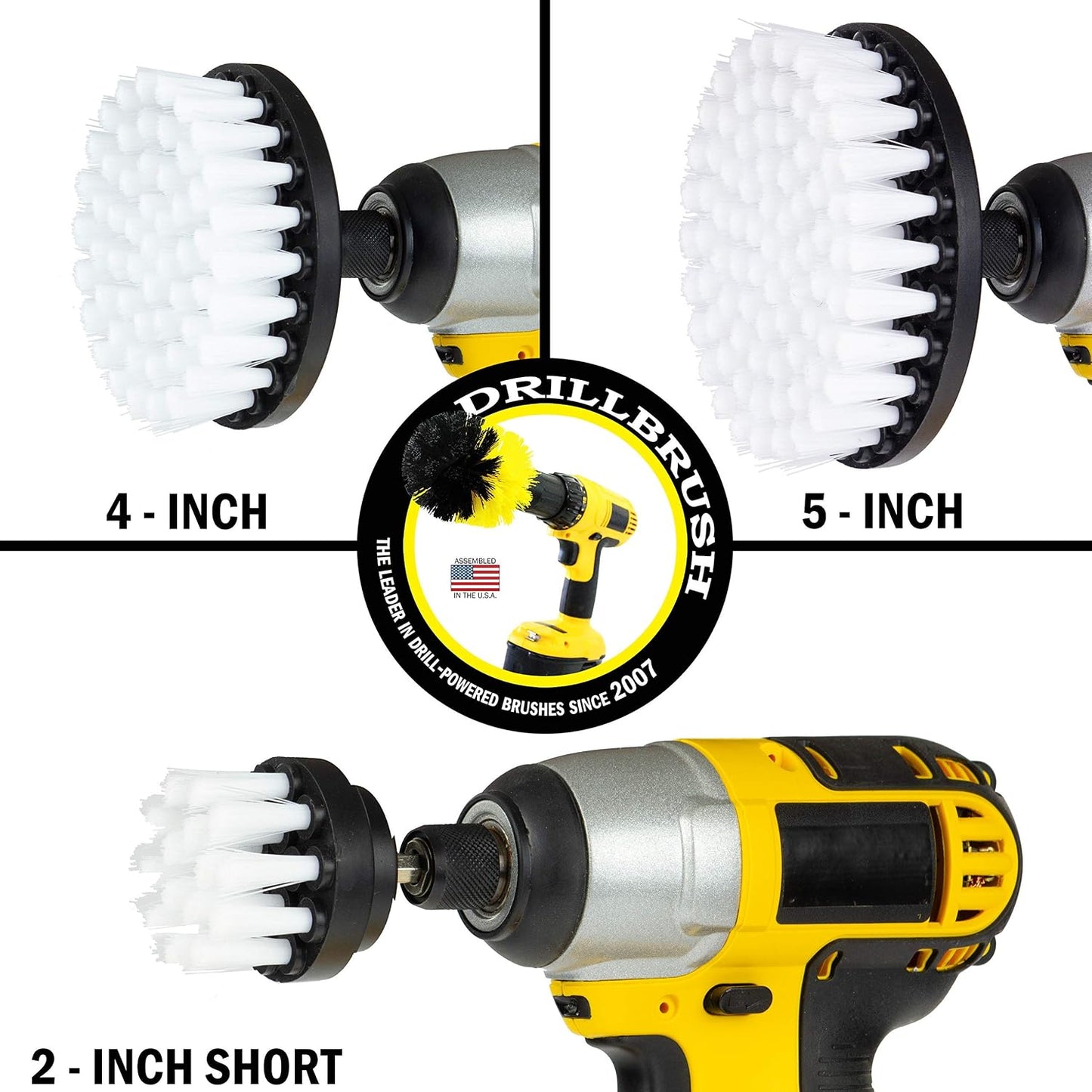Ultra Stiff Drill Powered Cleaning Brush Set - BBQ Grill Brush - No Wires | Heavy Duty Industrial Stripping - Cordless Drill Power Scrubber Grill Brush for Household Cleaning Supplies - Rust Remover