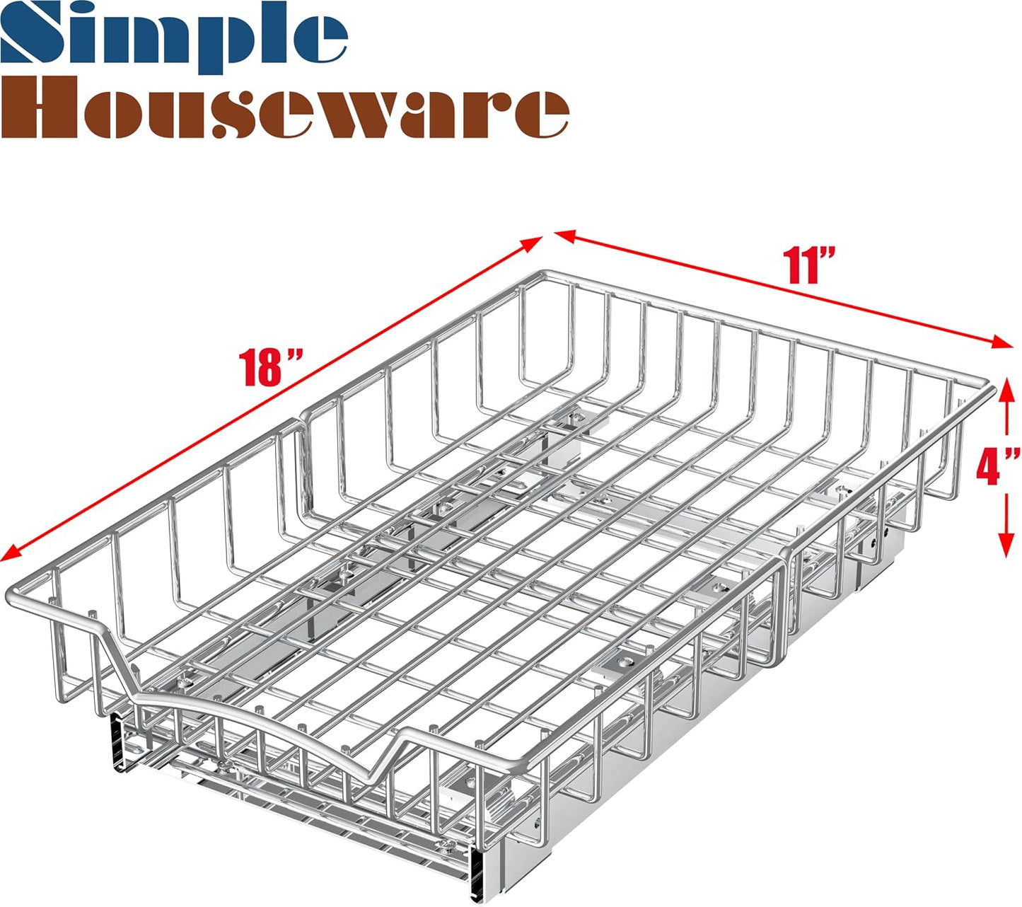 Simple Houseware Under Cabinet Pull Out Sliding Shelf, 21" Dx11 W, Chrome