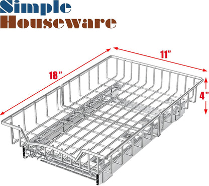 Simple Houseware Under Cabinet Pull Out Sliding Shelf, 21" Dx11 W, Chrome
