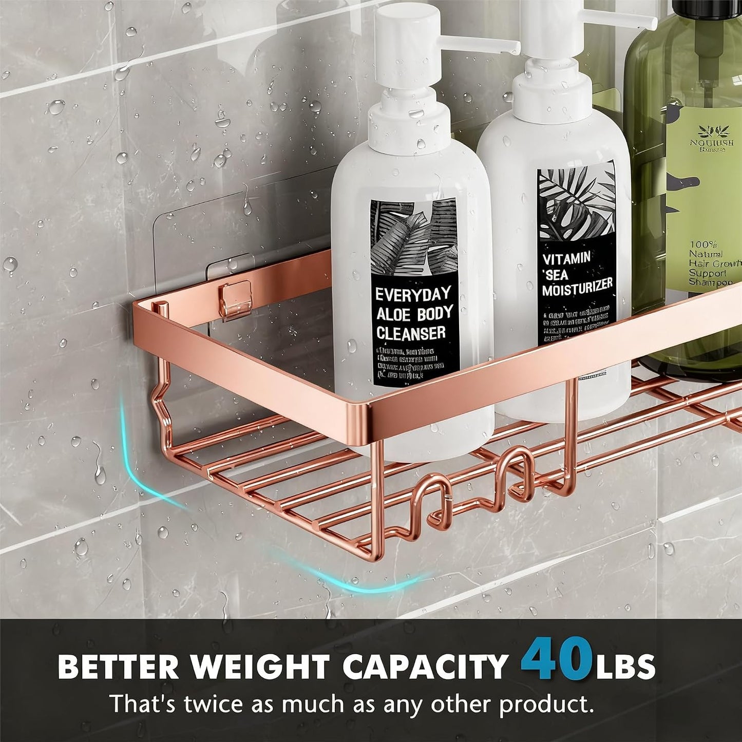 Moforoco Shower Caddy Shelf Organizer Rack, Self Adhesive Black Bathroom Shelves Basket, Home Farmhouse Wall Inside Organization and Storage Decor Rv Accessories, First Camper Apartment Essentials