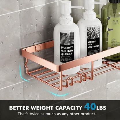 Moforoco Shower Caddy Shelf Organizer Rack, Self Adhesive Black Bathroom Shelves Basket, Home Farmhouse Wall Inside Organization and Storage Decor Rv Accessories, First Camper Apartment Essentials